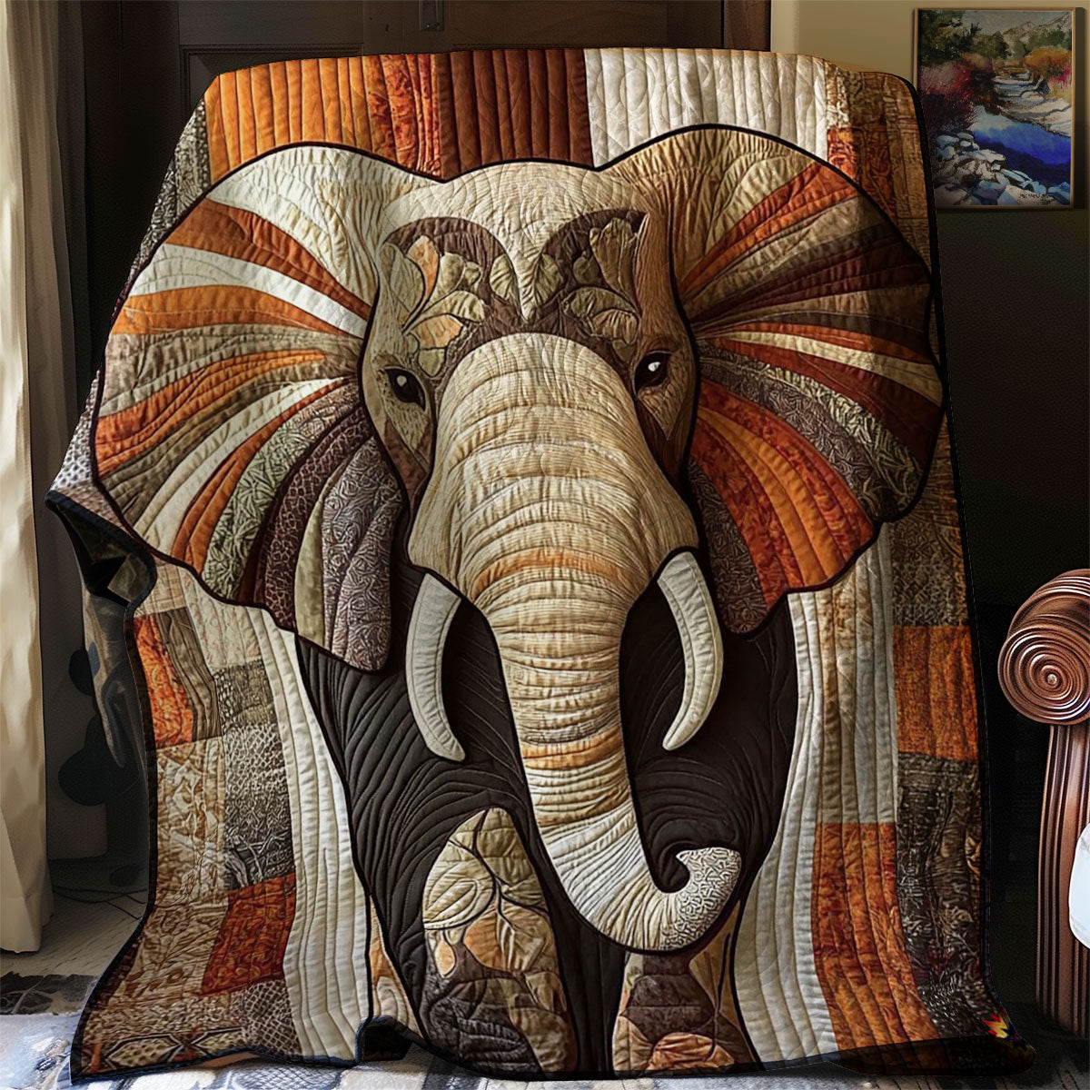 Majestic Elephant Mosaic WJ1912026CL Quilt