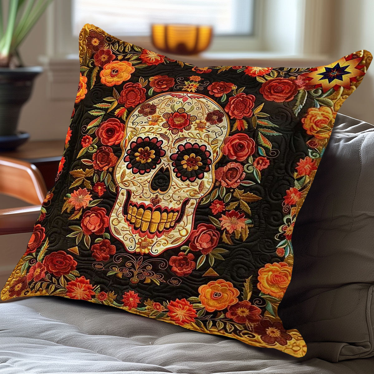 Floral Skull WN2110151CL Quilt Pillow Case