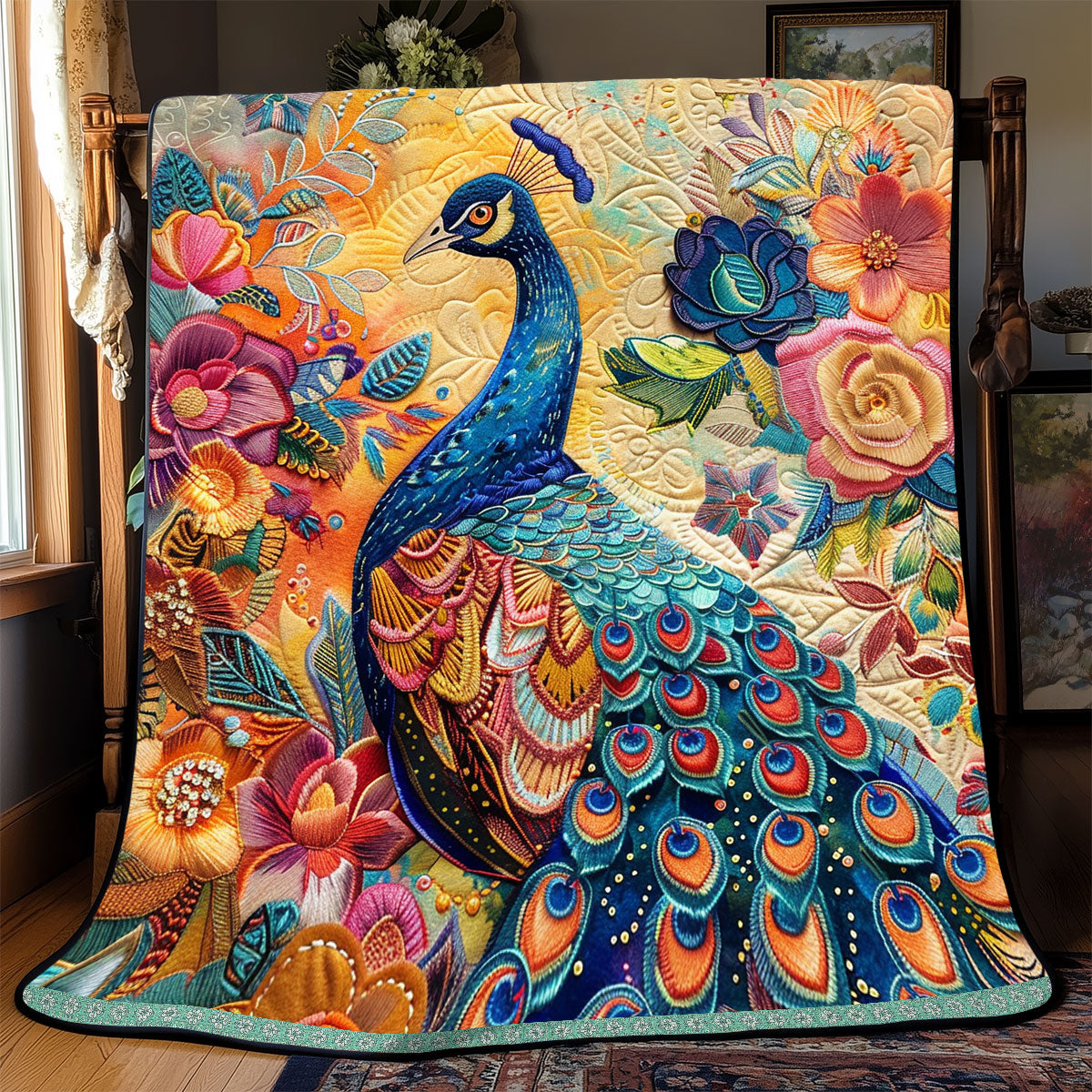 Floral Exquisite Peacock WP0609021CL Quilt