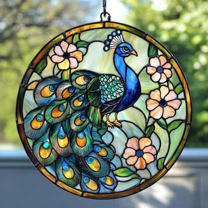 Peacock WJ2211044CL Stained Glass Suncatcher