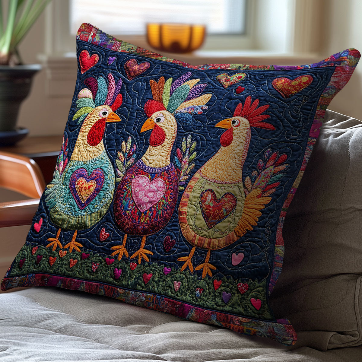 Patchwork Chicken WJ1811040CL Quilt Pillow Case