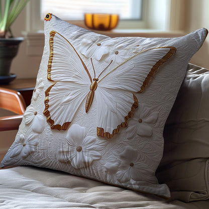 Gold White Butterfly WY0312125CL Quilt Pillow Case