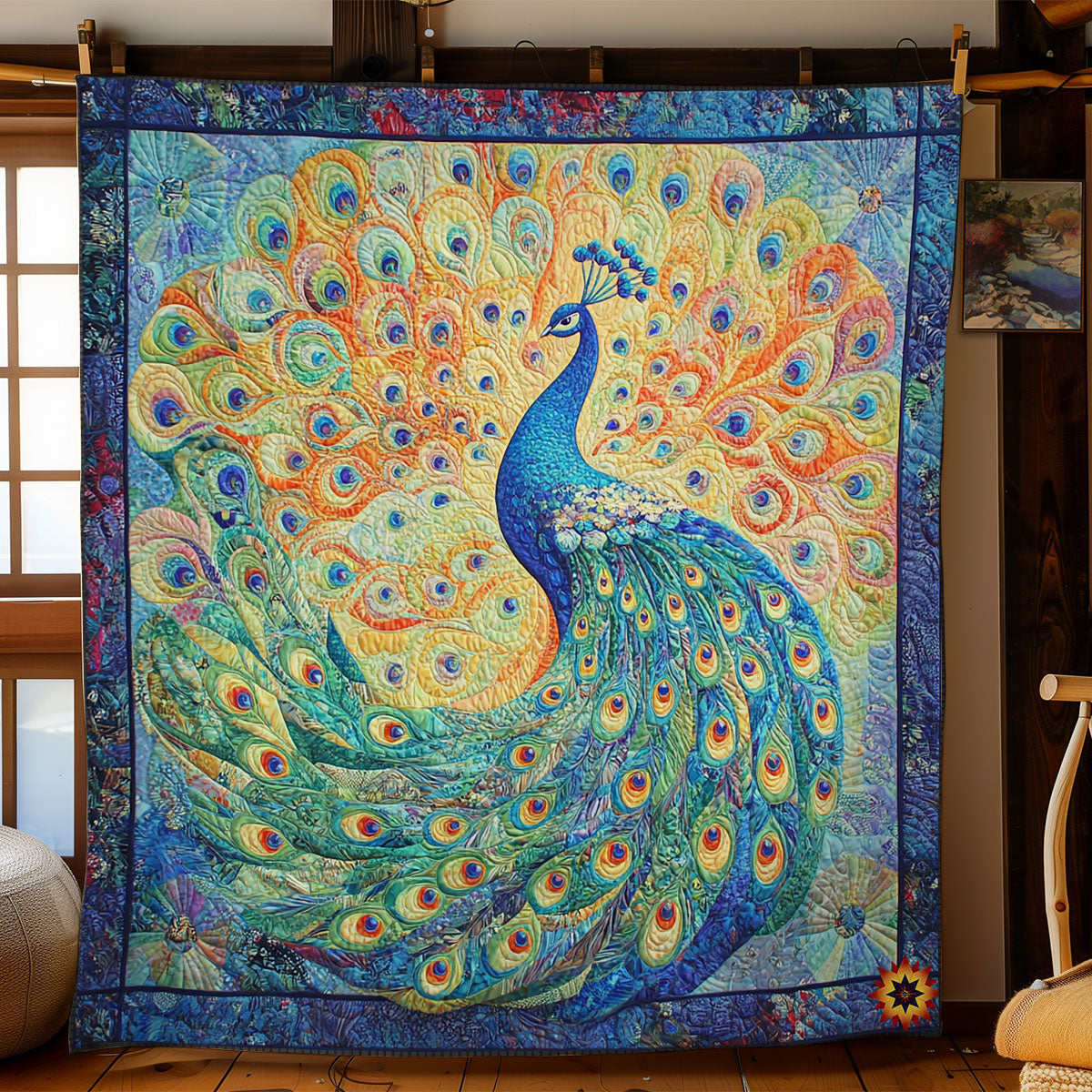 Blue Peacock WY0911009CL Quilt