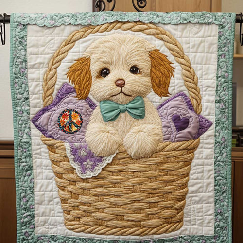 Cute Basket Puppy WP0412043CL Quilt