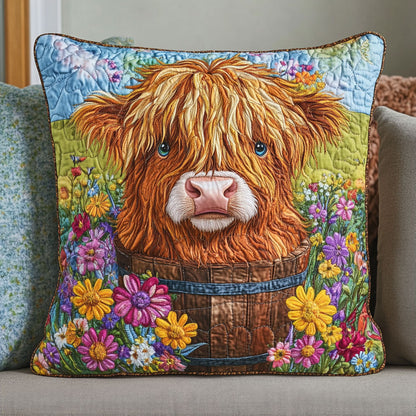 Cow Flower Color WT2702087CL Quilt Pillow Case