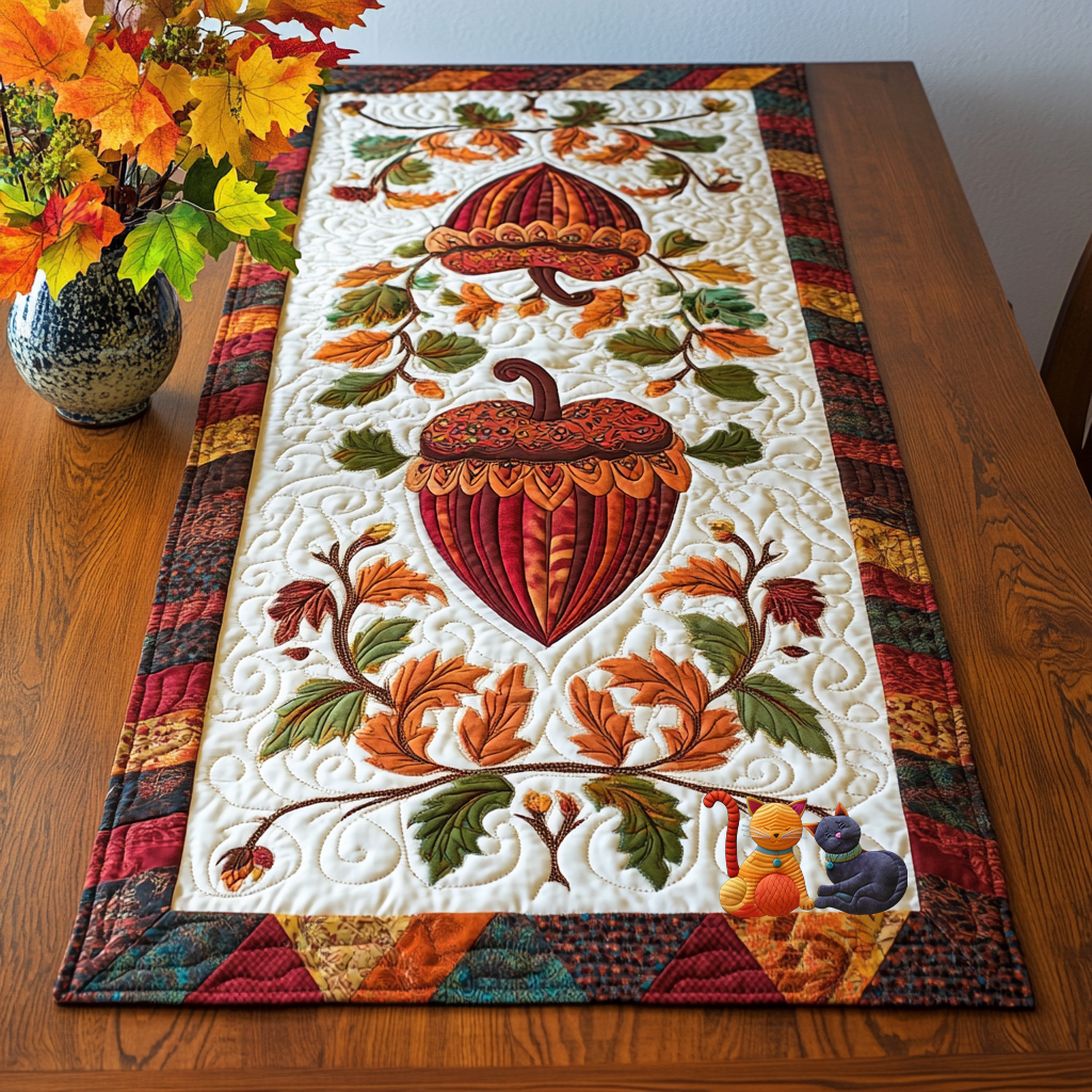 Autumn Acorn WG1210008CL Quilted Table Runner