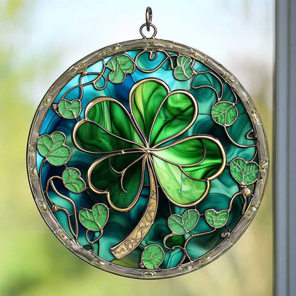 Emerald Clover WN1411024CL Stained Glass Suncatcher