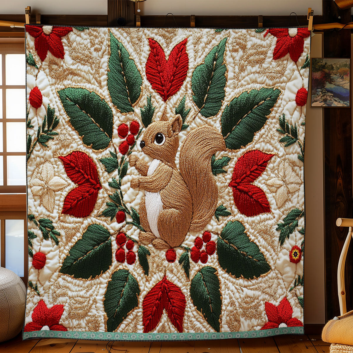 Christmas Baubel Squirrel WJ2211008CL Quilt