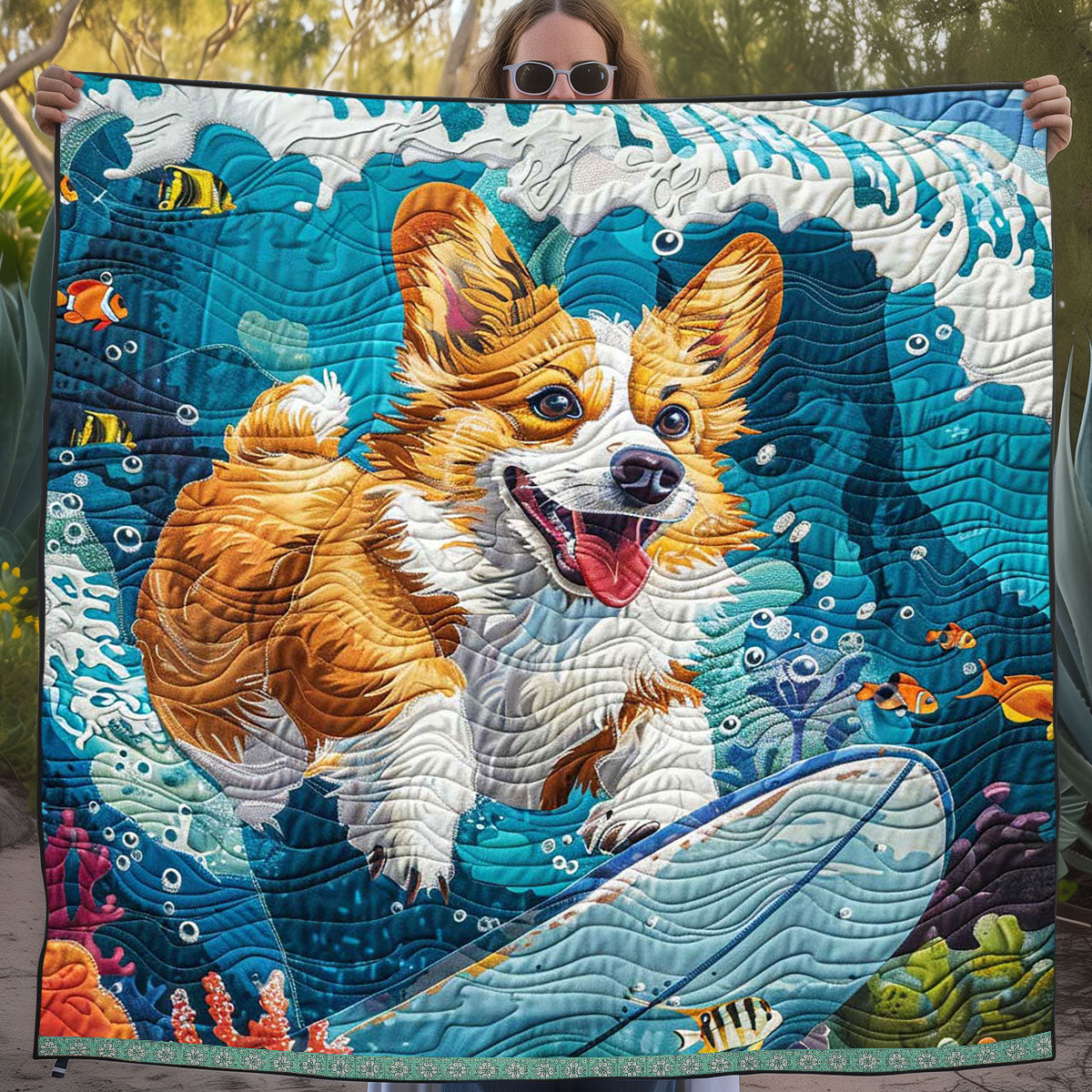 Surfing Corgi WJ2709021CL Quilt