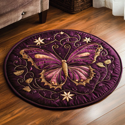 Purple Stardust Butterfly WP1403054CL Quilted Round Mat