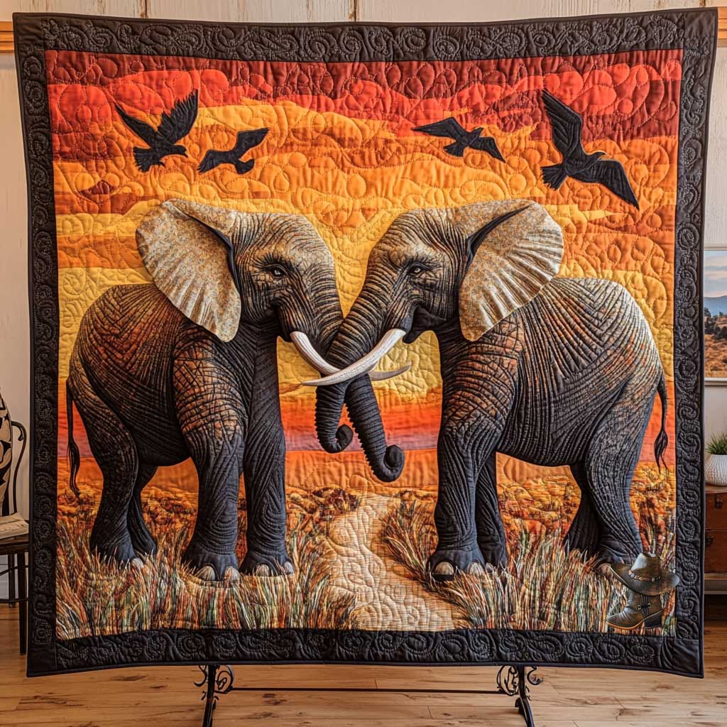 Africa Elephant Family WP1411010CL Quilt