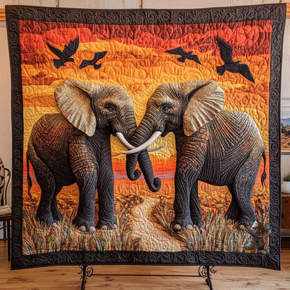 Africa Elephant Family WP1411010CL Quilt