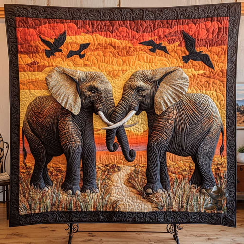 Africa Elephant Family WP1411010CL Quilt