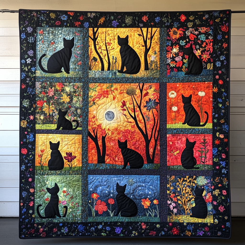 Black Cat Silhouettes XR2309023CL Quilt