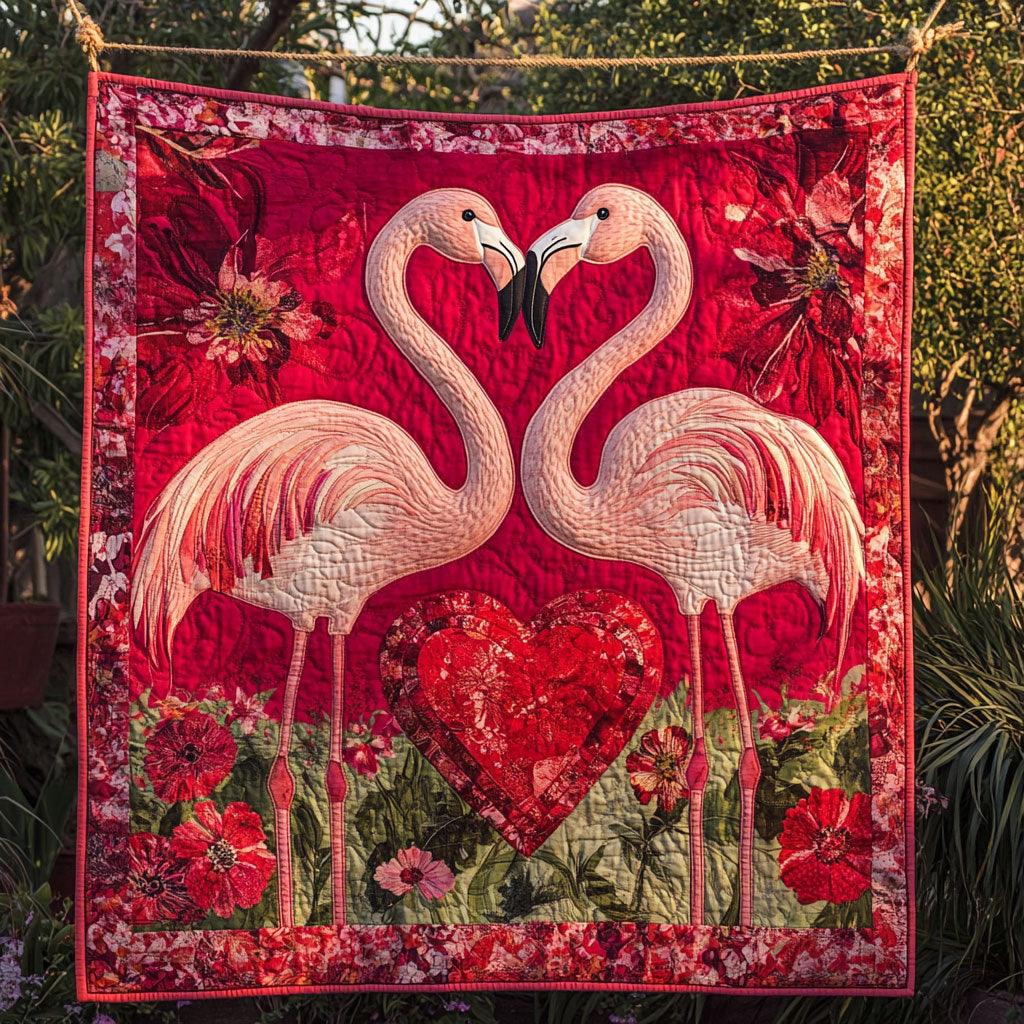 Flamingo Heart WT1501007CL Quilt