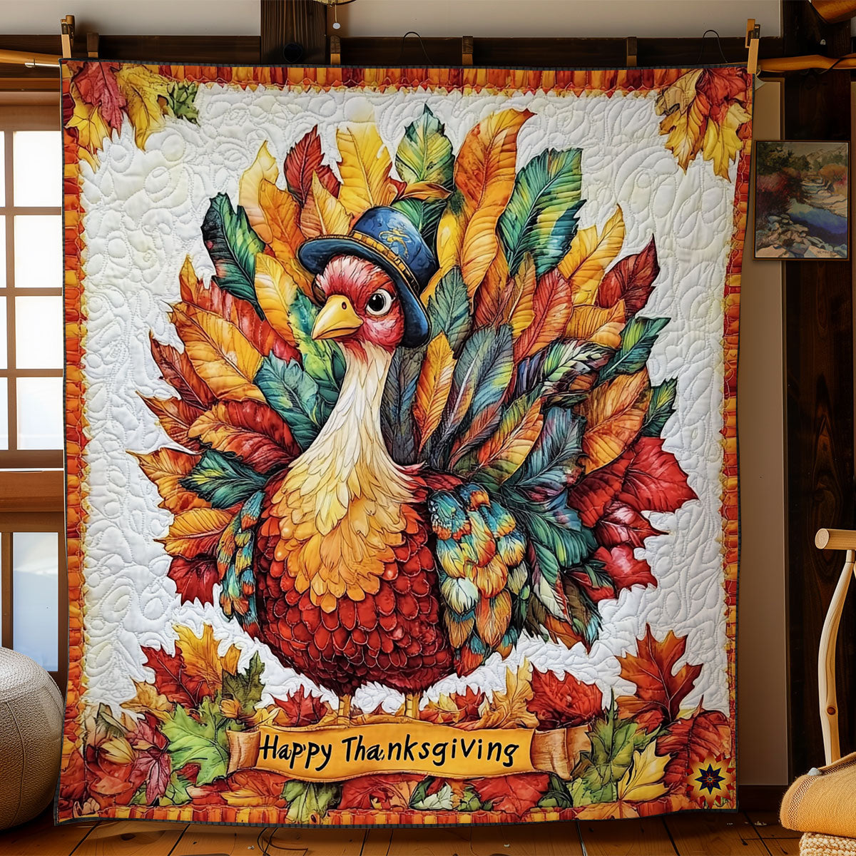 Thanksgiving Festival Turkey WY1811042CL Quilt