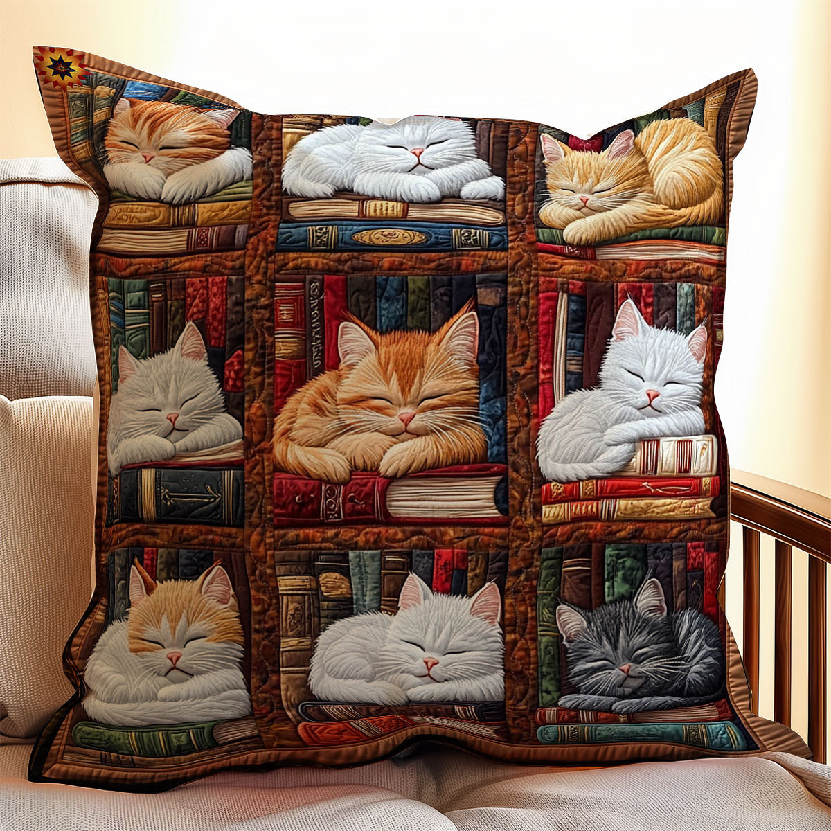 Cat Sleeping Library WY0612084CL Quilt Pillow Case