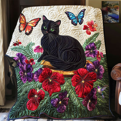 Black Cat In Garden WY2712009CL Quilt