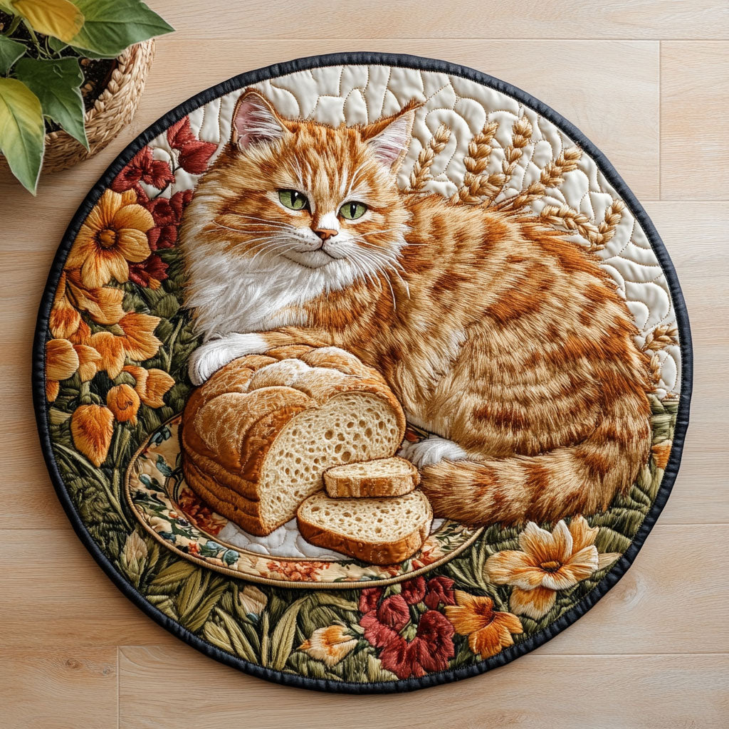 Cozy Autumn Cat CW0907012CL Quilted Round Mat