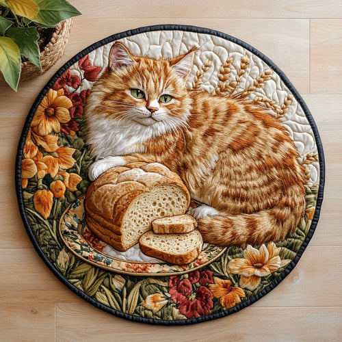 Cozy Autumn Cat CW0907012CL Quilted Round Mat