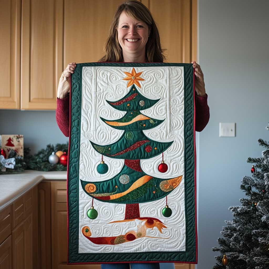 Joyful Christmas Tree WP1809017CL Quilted Table Runner