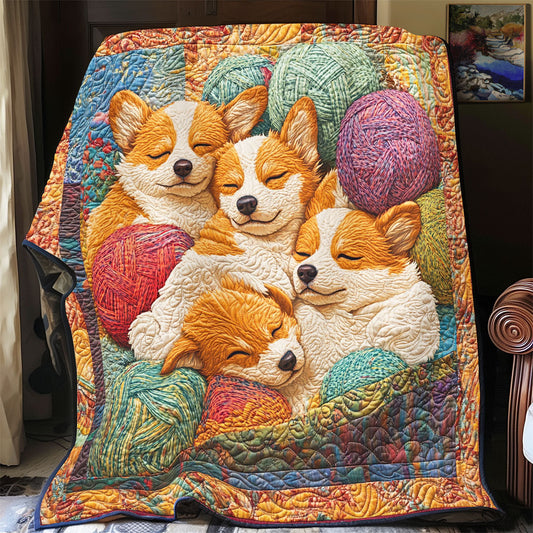 Cozy Yarn And Corgi WY0901025CL Quilt