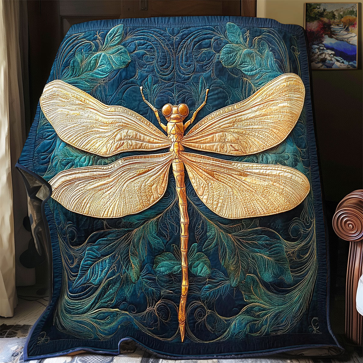 Gold Dragonfly WY0212037CL Quilt