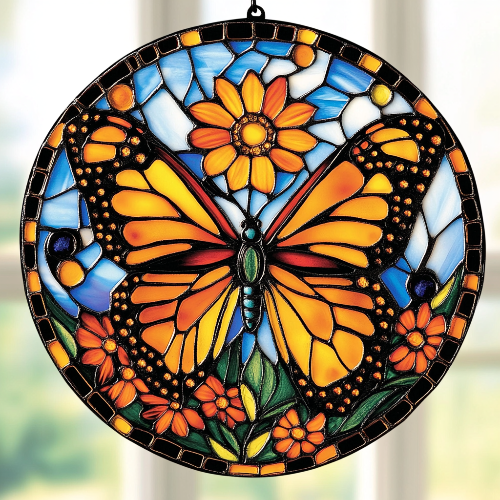 Butterfly WU3001003CL Stained Glass Suncatcher