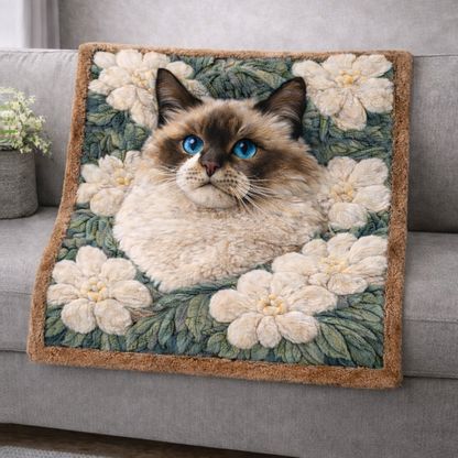 Blooming Cat QA1601002CL Faux Fur Throw Blanket