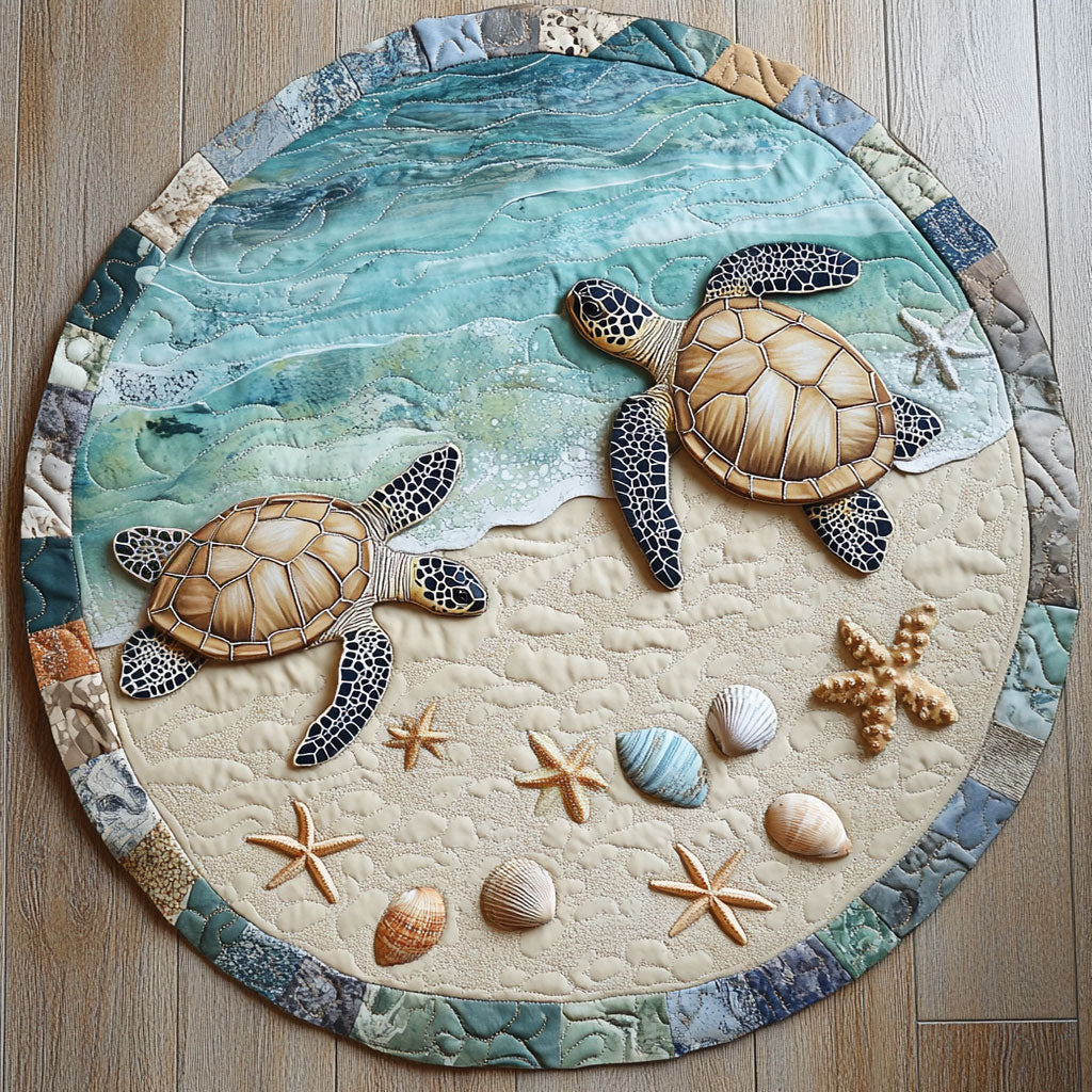 Seashore Turtle CP3004010CL Quilted Round Mat