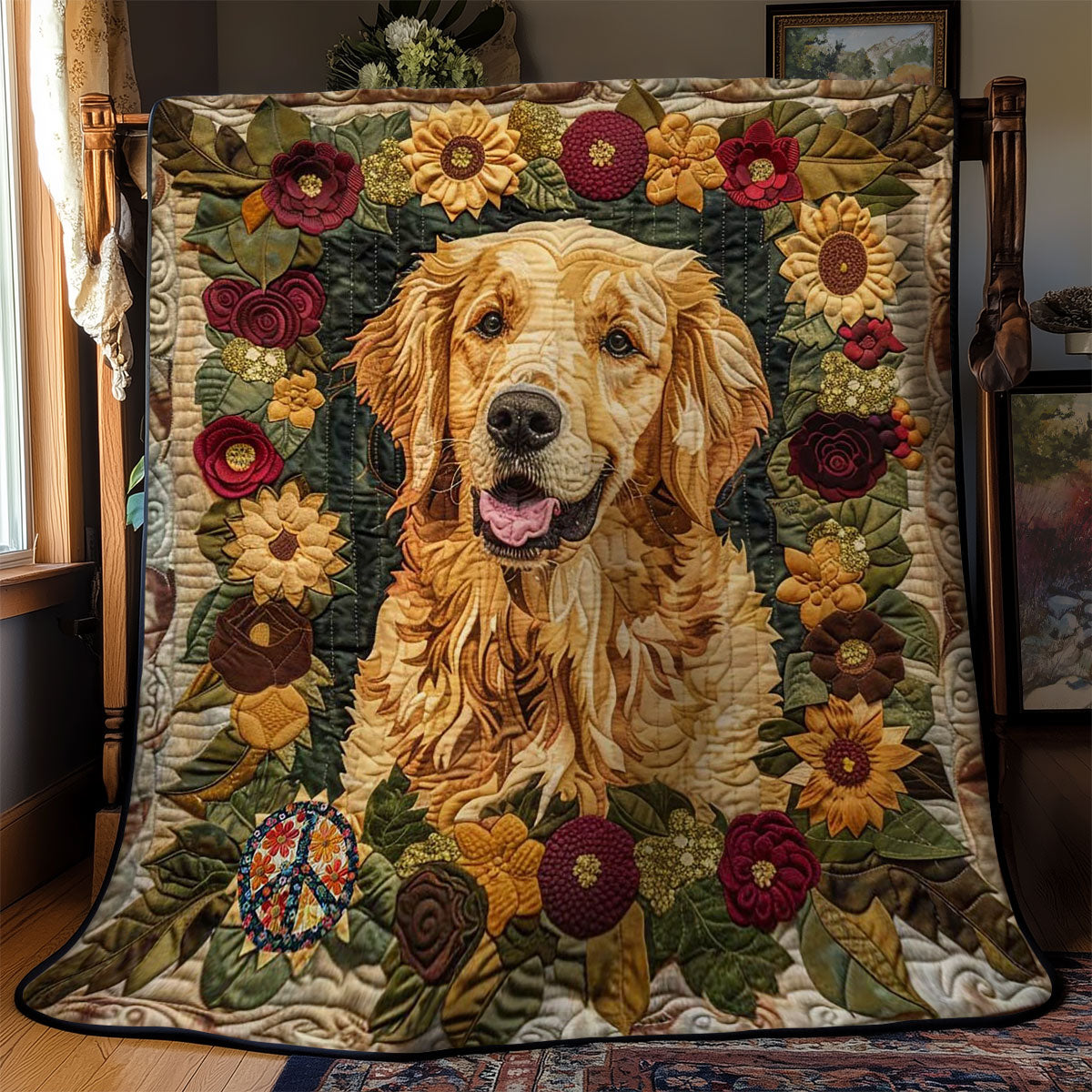 Golden Retriever Rustic Charm WN2810009CL Quilt