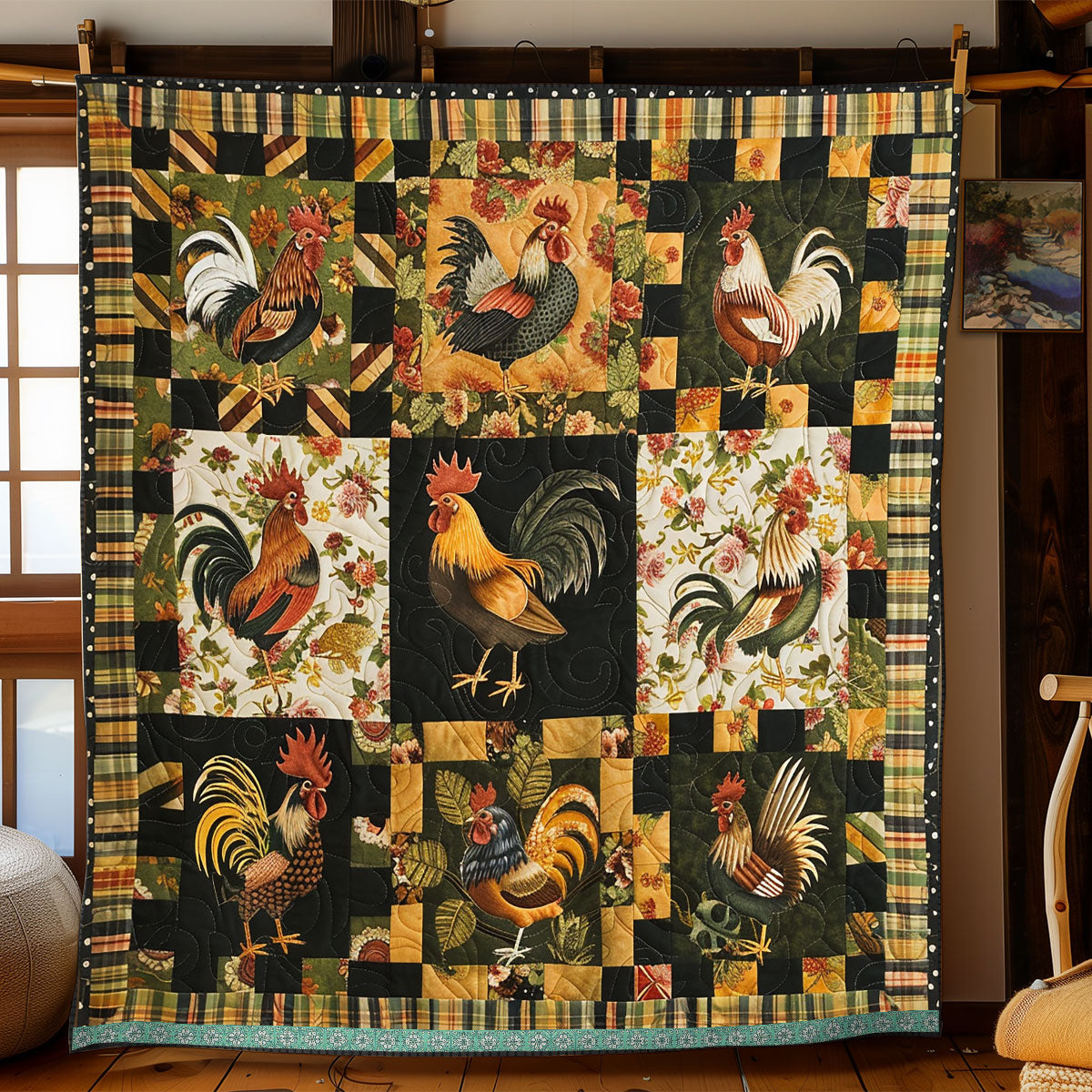 Floral Vintage Chicken WP0609024CL Quilt
