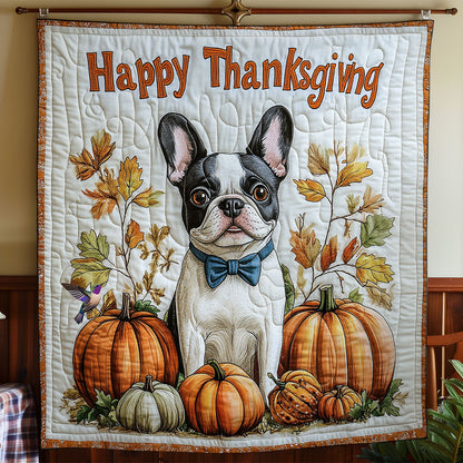 Bull Dog Thanksgiving WY2011042CL Quilt