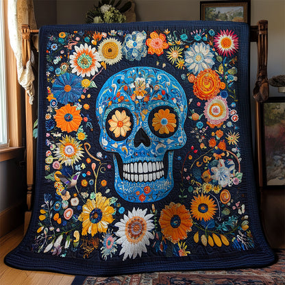 Flower Blue Skull Wy1311036CL Quilt