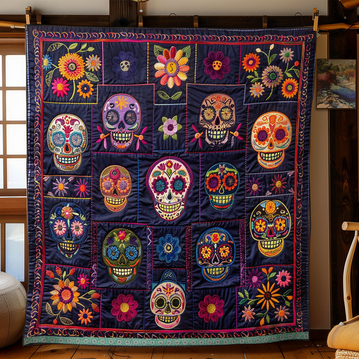 Calavera Sugar Skulls WJ2009007CL Quilt