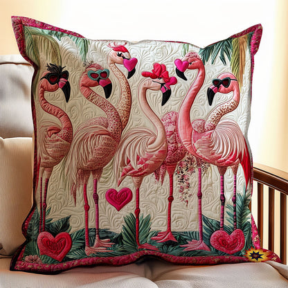Heart Flamingo WY0612099CL Quilt Pillow Case