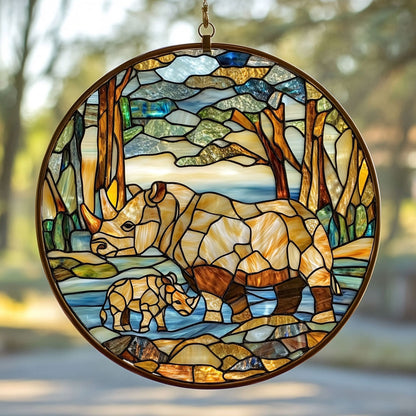 Rhino Family WY2801049CL Suncatcher