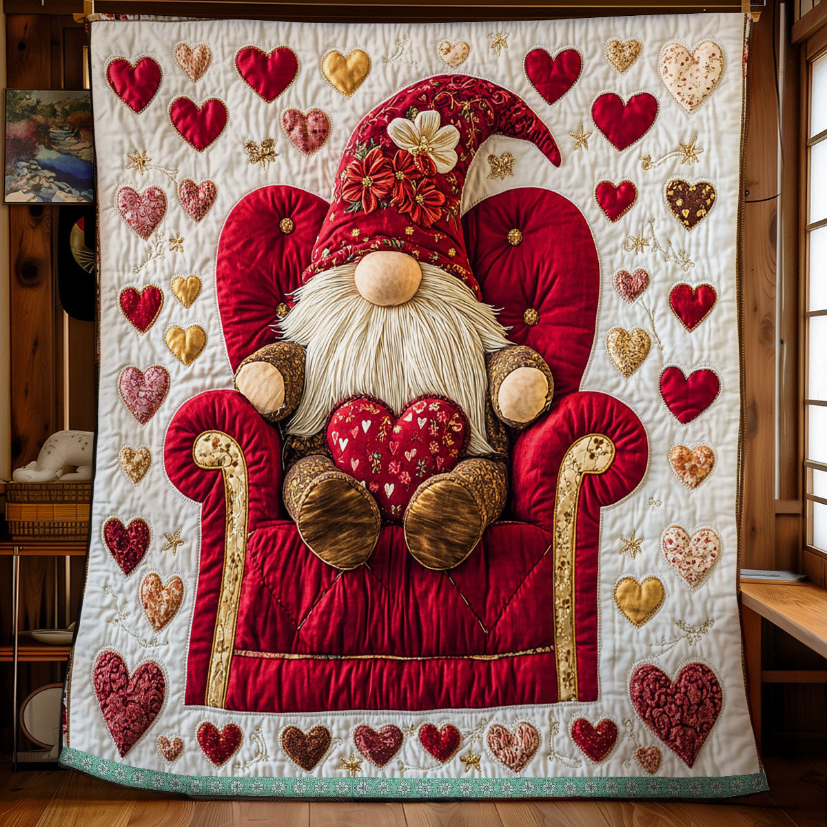 Cozy Heart Gnome WX1112020CL Quilt