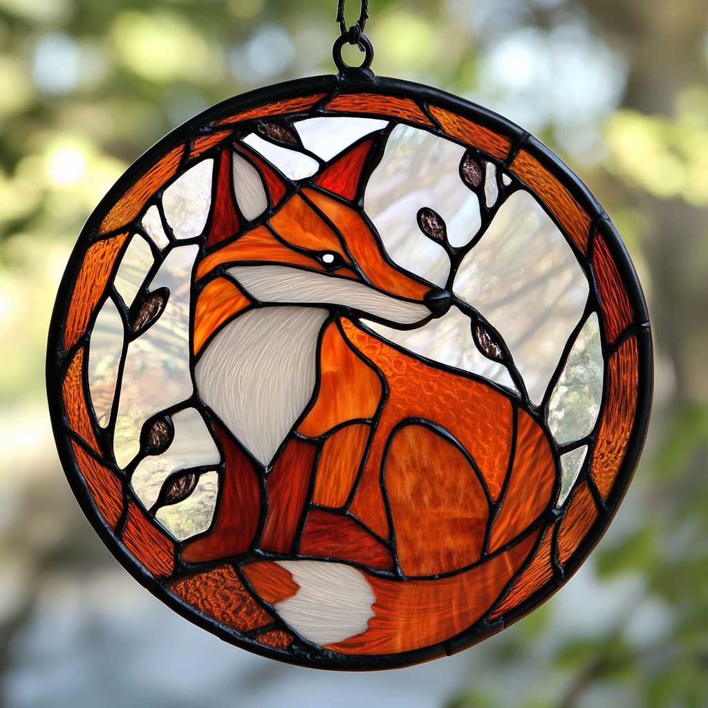 Fox WJ0810043CL Stained Glass Suncatcher