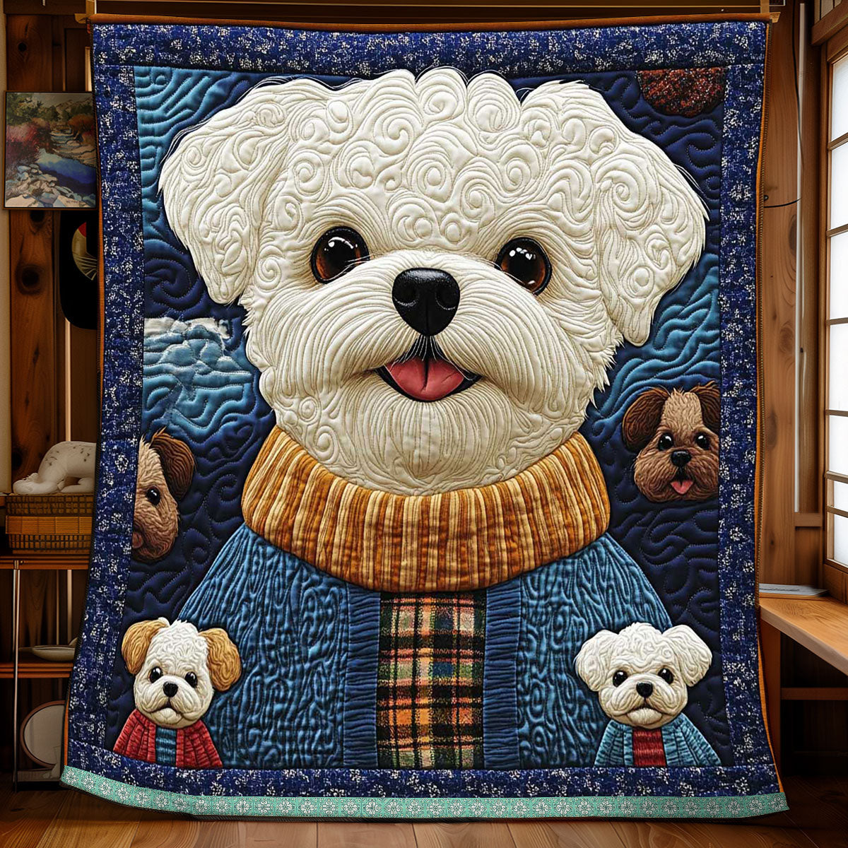 Winter Cozy Bichon WP1709003CL Quilt