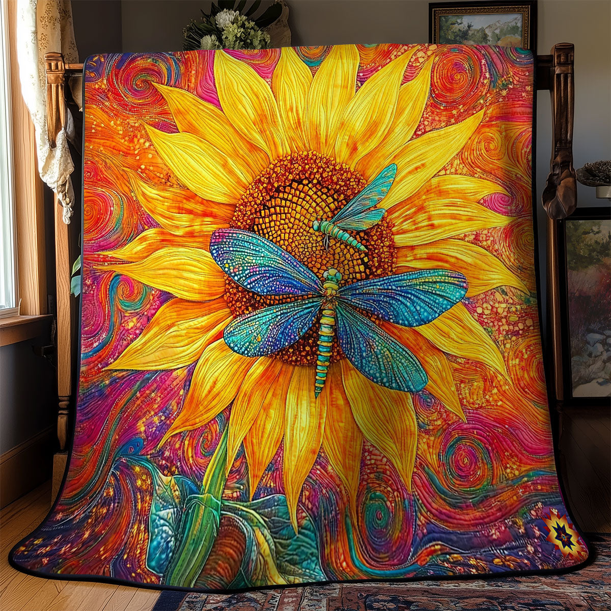 Sunflower And Dragonfly WY0811021CL Quilt