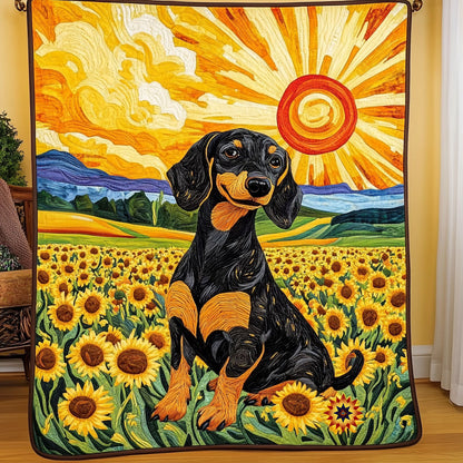 Dachshund Sunflower WX0811014CL Quilt