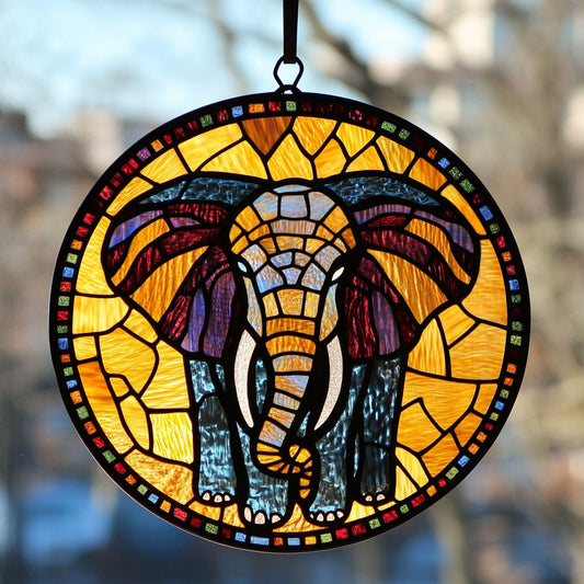 Elephant WJ0511044CL Stained Glass Suncatcher