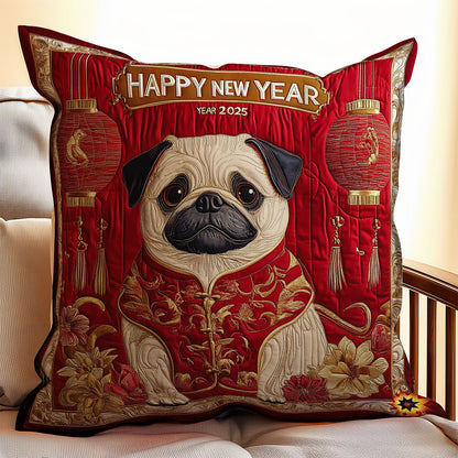 New Year Of Pug WY1712092CL Quilt Pillow Case