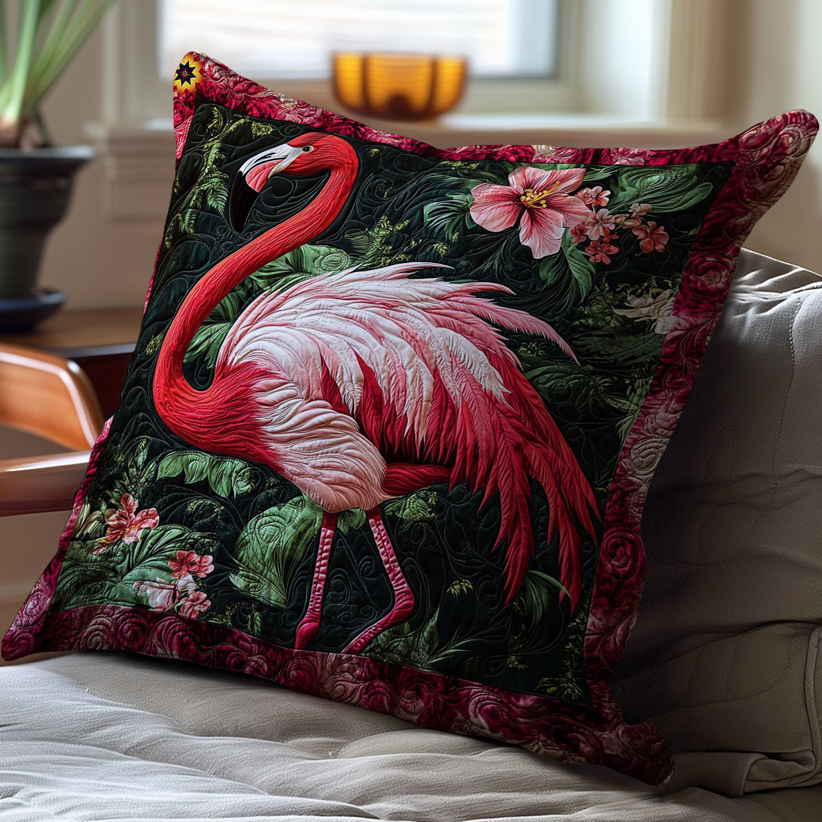 Flower Flamingo WY2711048CL Quilt Pillow Case
