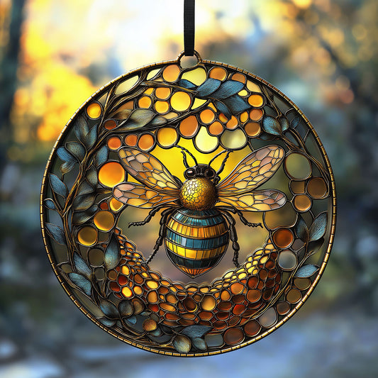 Bee WU3001001CL Stained Glass Suncatcher