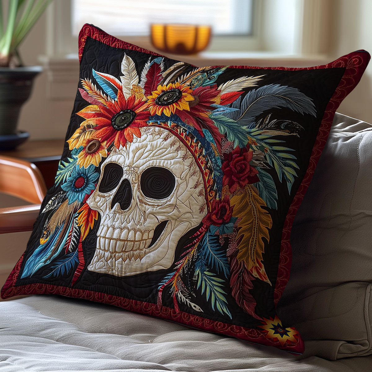 Native American Skull WY1712063CL Quilt Pillow Case