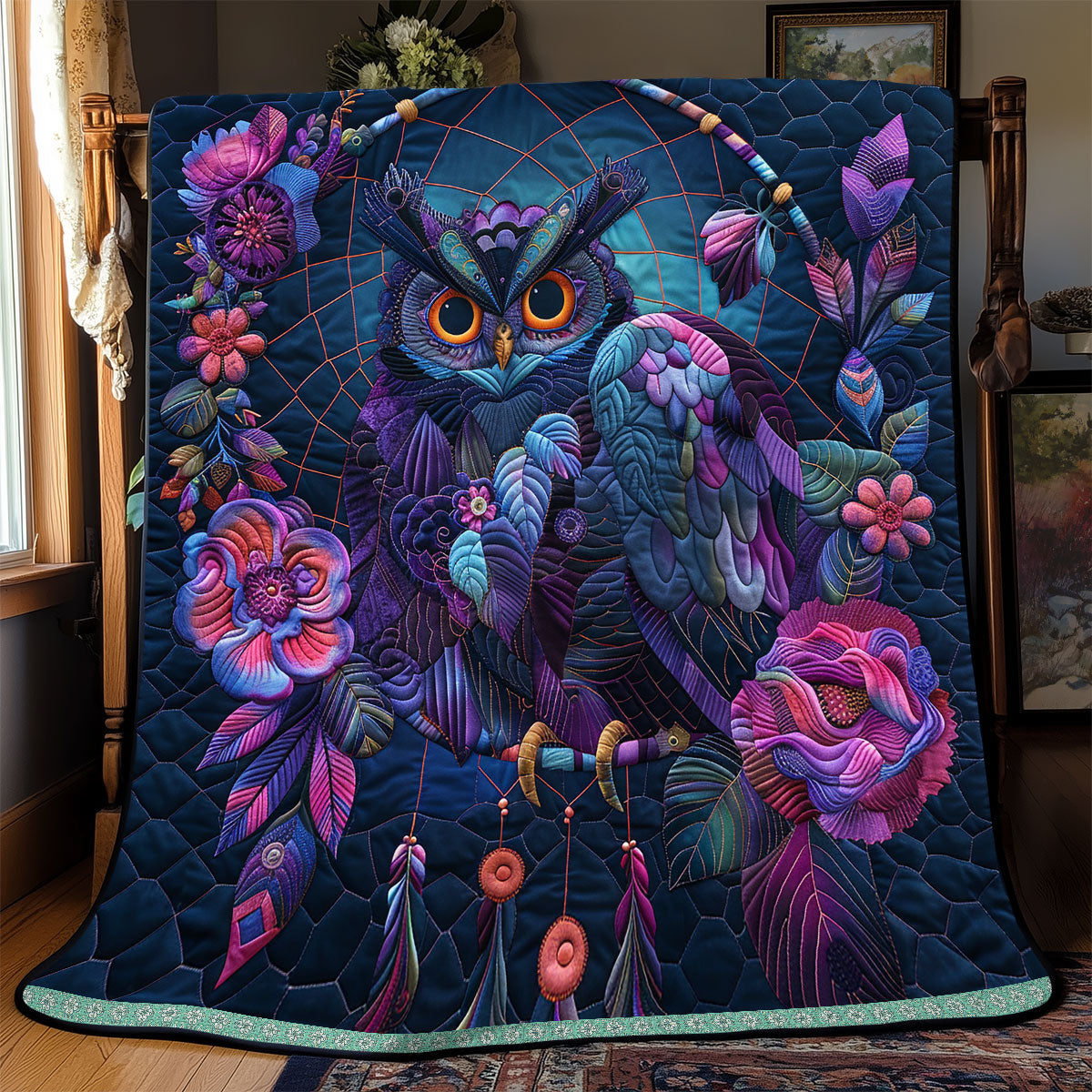 Floral Mysterious Owl WP0609023CL Quilt
