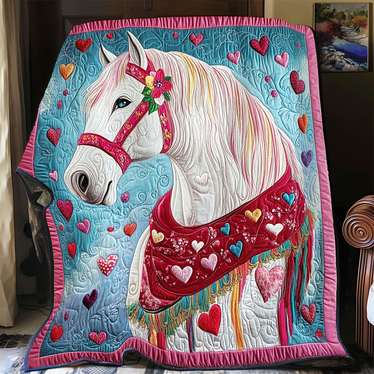 Heart Valentine Horse WY0202029CL Quilt