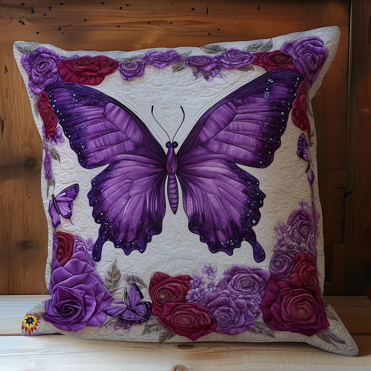 Purple Flower Butterfly WY0912081CL Quilt Pillow Case